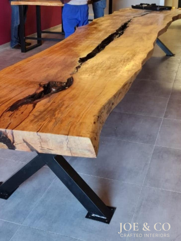 semi live edge yellow wood
